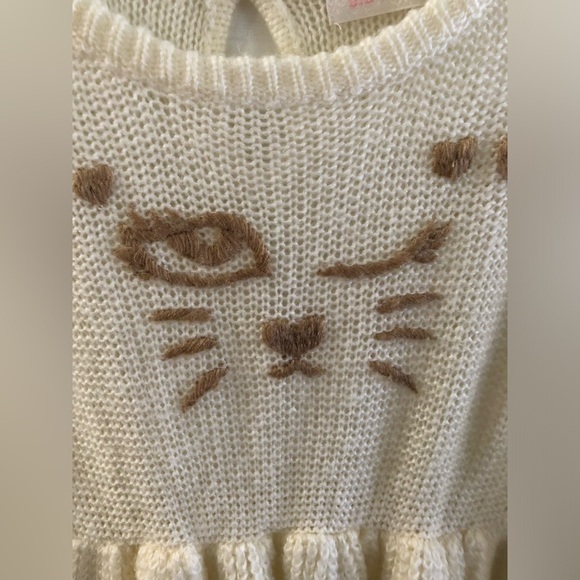 LIZ LISA embroidered Kitty Cat face soft peplum hem knit sweater - Picture 3 of 5